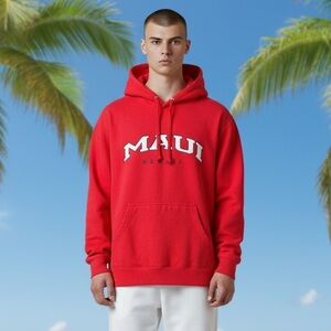 Smart Blanks Maui Hawaii Red Hooded Sweatshirt Size L